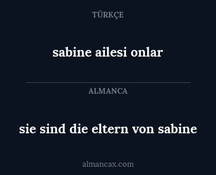 sabine ailesi onlar - sie sind die eltern von sabine