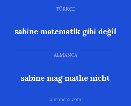 sabine mag mathe nicht - sabine matematik gibi değil