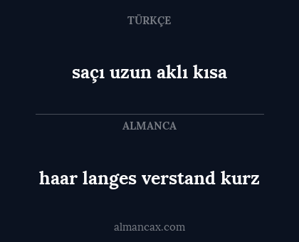 haar langes verstand kurz - saçı uzun aklı kısa