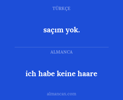 saçım yok. - ich habe keine haare