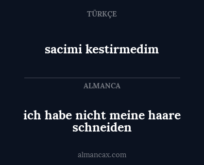 sacimi kestirmedim - ich habe nicht meine haare schneiden