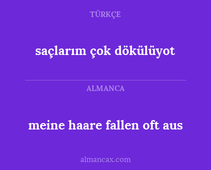 saçlarım çok dökülüyot - meine haare fallen oft aus