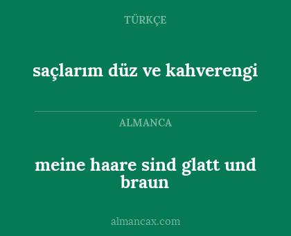 saçlarım düz ve kahverengi - meine haare sind glatt und braun