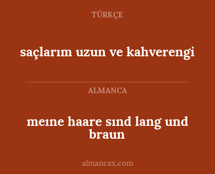 meıne haare sınd lang und braun - saçlarım uzun ve kahverengi