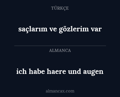 saçlarım ve gözlerim var - ich habe haere und augen
