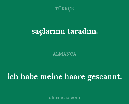 saçlarımı taradım. - ich habe meine haare gescannt.