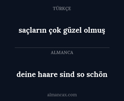 deine haare sind so schön - saçların çok güzel olmuş