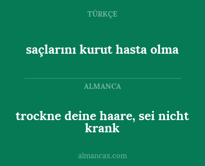 trockne deine haare, sei nicht krank - saçlarını kurut hasta olma