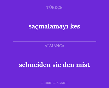 schneiden sie den mist - saçmalamayı kes