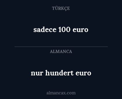 sadece 100 euro - nur hundert euro