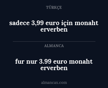 sadece 3,99 euro için monaht erverben - fur nur 3.99 euro monaht erverben