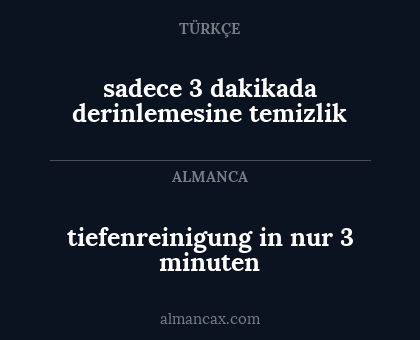 tiefenreinigung in nur 3 minuten - sadece 3 dakikada derinlemesine temizlik