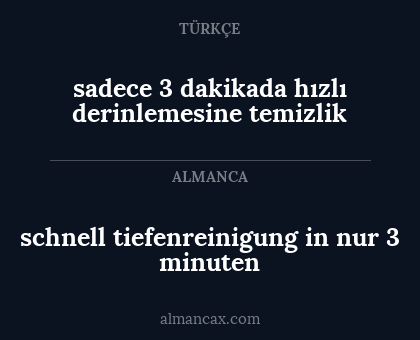 schnell tiefenreinigung in nur 3 minuten - sadece 3 dakikada hızlı derinlemesine temizlik