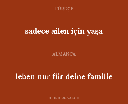 leben nur für deine familie - sadece ailen için yaşa