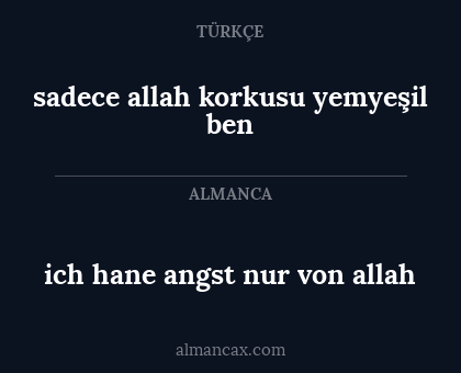 sadece allah korkusu yemyeşil ben - ich hane angst nur von allah