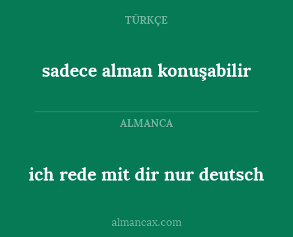 sadece alman konuşabilir - ich rede mit dir nur deutsch