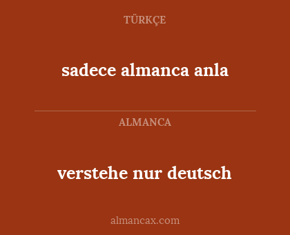 sadece almanca anla - verstehe nur deutsch