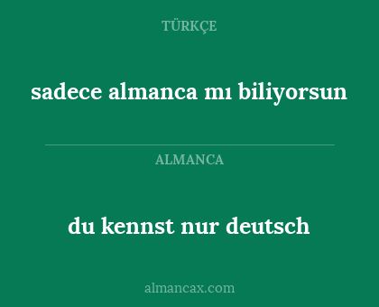 du kennst nur deutsch - sadece almanca mı biliyorsun