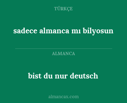 sadece almanca mı bilyosun - bist du nur deutsch