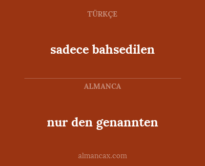 sadece bahsedilen - nur  den genannten