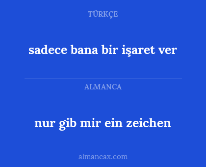 nur gib mir ein zeichen - sadece bana bir işaret ver