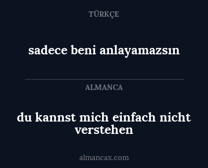 du kannst mich einfach nicht verstehen - sadece beni anlayamazsın