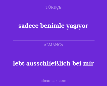 sadece benimle yaşıyor - lebt ausschließlich bei mir