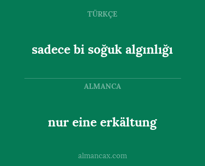 nur eine erkältung - sadece bi soğuk algınlığı