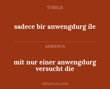 mit nur einer anwengdurg versucht die - sadece bir anwengdurg ile