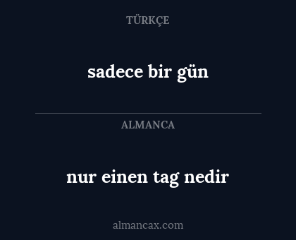 sadece bir gün - nur einen tag nedir