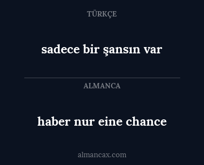 sadece bir şansın var - haber nur eine chance