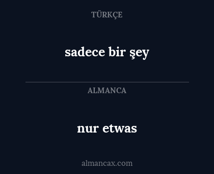 nur etwas - sadece bir şey