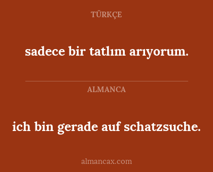ich bin gerade auf schatzsuche. - sadece bir tatlım arıyorum.