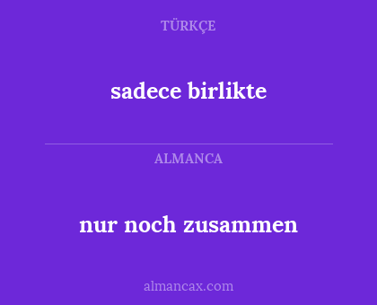 sadece birlikte - nur noch zusammen