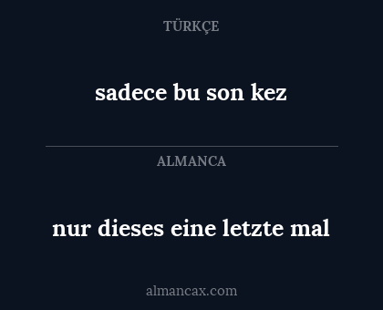 nur dieses eine letzte mal - sadece bu son kez