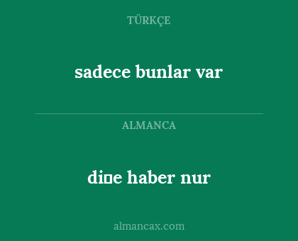 di̇e haber nur - sadece bunlar var