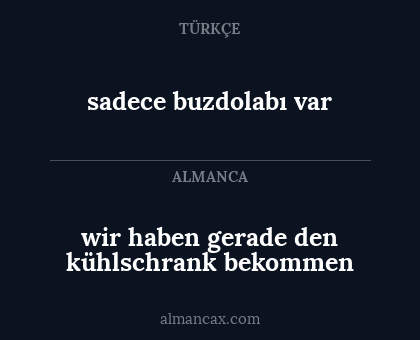 sadece buzdolabı var - wir haben gerade den kühlschrank bekommen