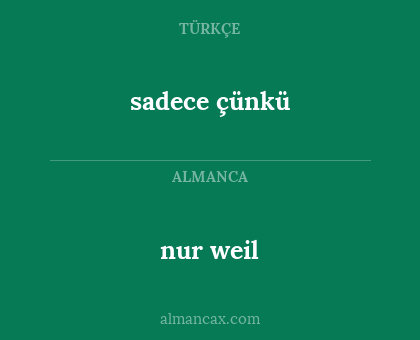 nur weil - sadece çünkü