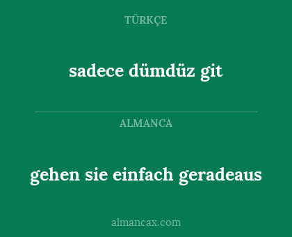 sadece dümdüz git - gehen sie einfach geradeaus
