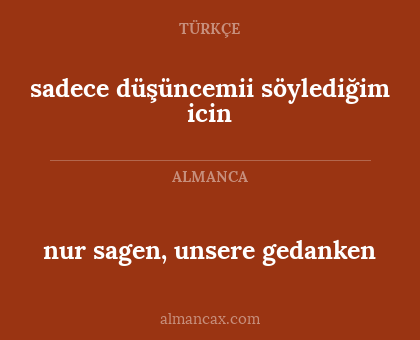 nur sagen, unsere gedanken - sadece düşüncemii söylediğim icin