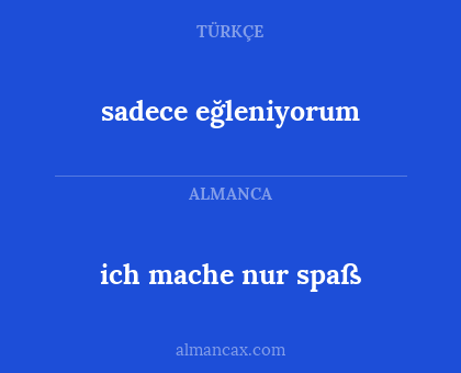 ich mache nur spaß - sadece eğleniyorum