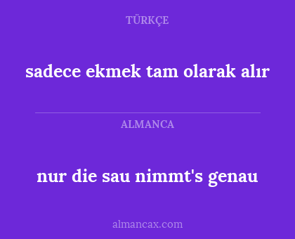 nur die sau nimmt's genau - sadece ekmek tam olarak alır