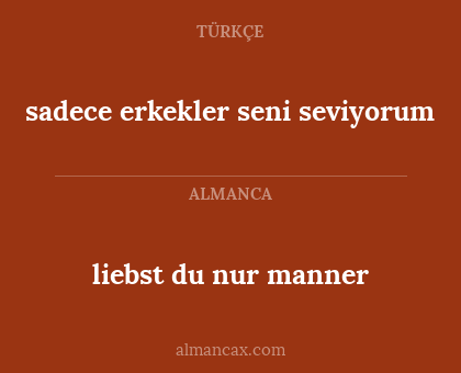 liebst du nur manner - sadece erkekler seni seviyorum