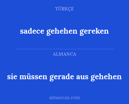 sadece gehehen gereken - sie müssen gerade aus gehehen