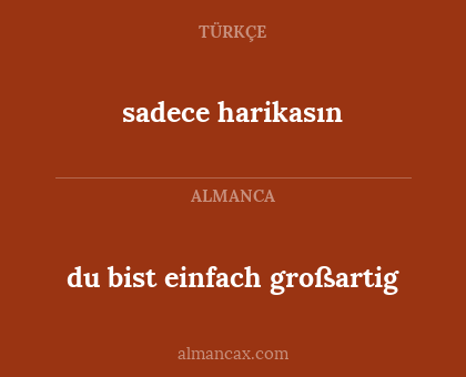 du bist einfach großartig - sadece harikasın