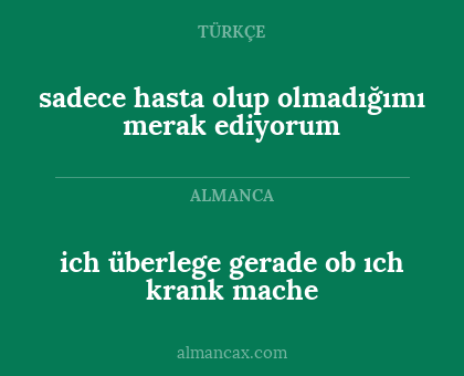 ich überlege gerade ob ıch krank mache - sadece hasta olup olmadığımı merak ediyorum