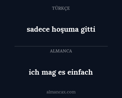 sadece hoşuma gitti - ich mag es einfach