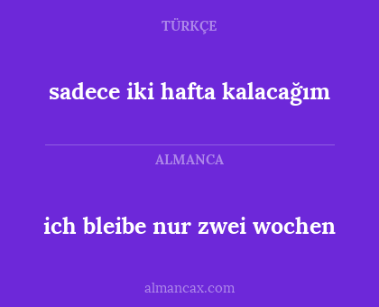 ich bleibe nur zwei wochen - sadece iki hafta kalacağım