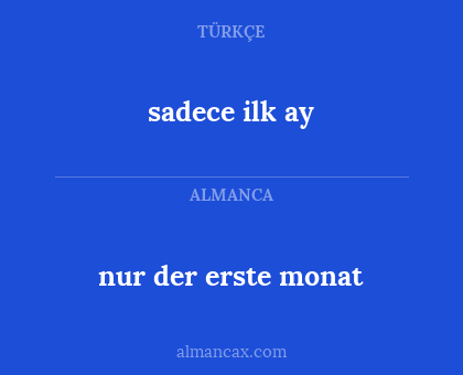 nur der erste monat - sadece ilk ay