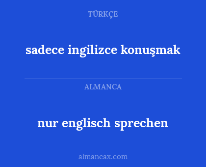 sadece ingilizce konuşmak - nur englisch sprechen